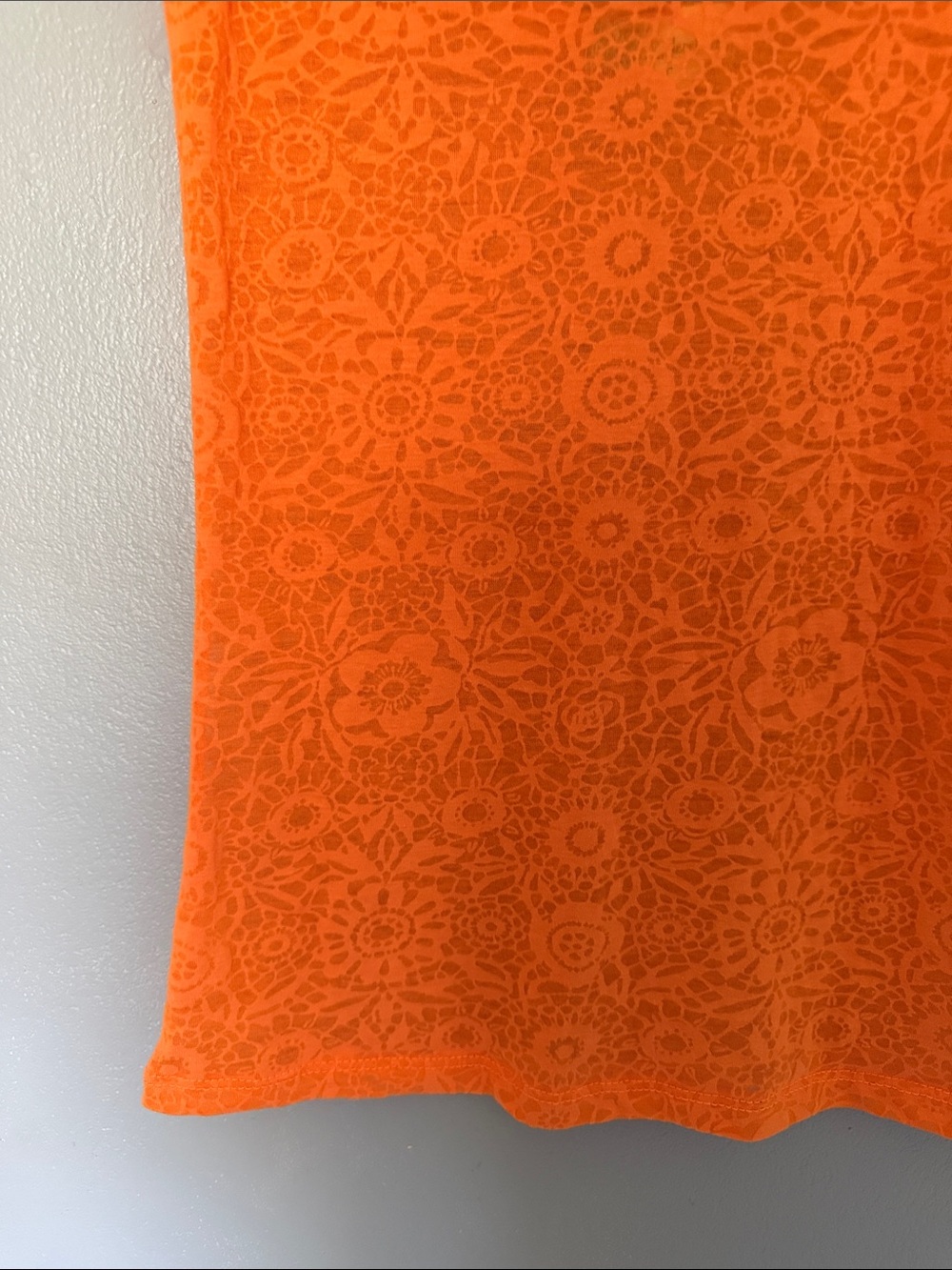 Derek Heart Boho Floral Strappy Lattice Back Sheer Orange Lace Tee S - Picture 4 of 9